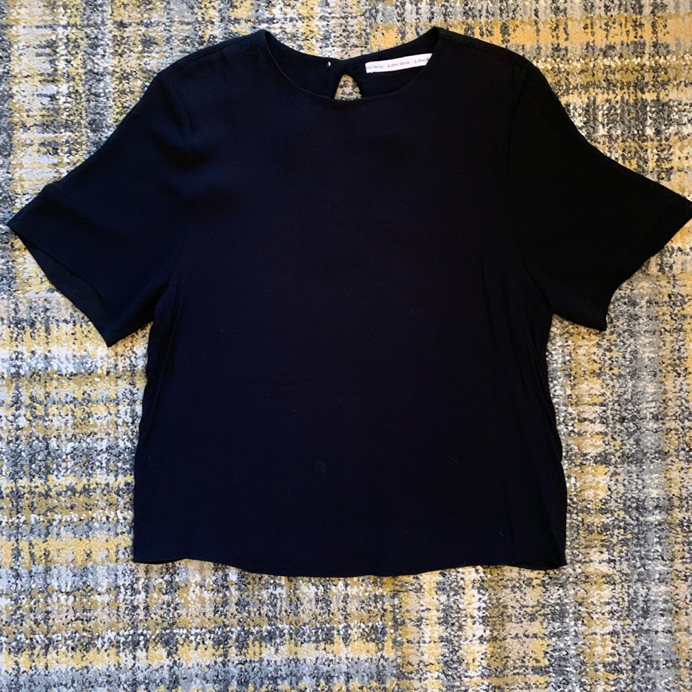 &Other Stories blouse with sheer sleeves and keyhole back